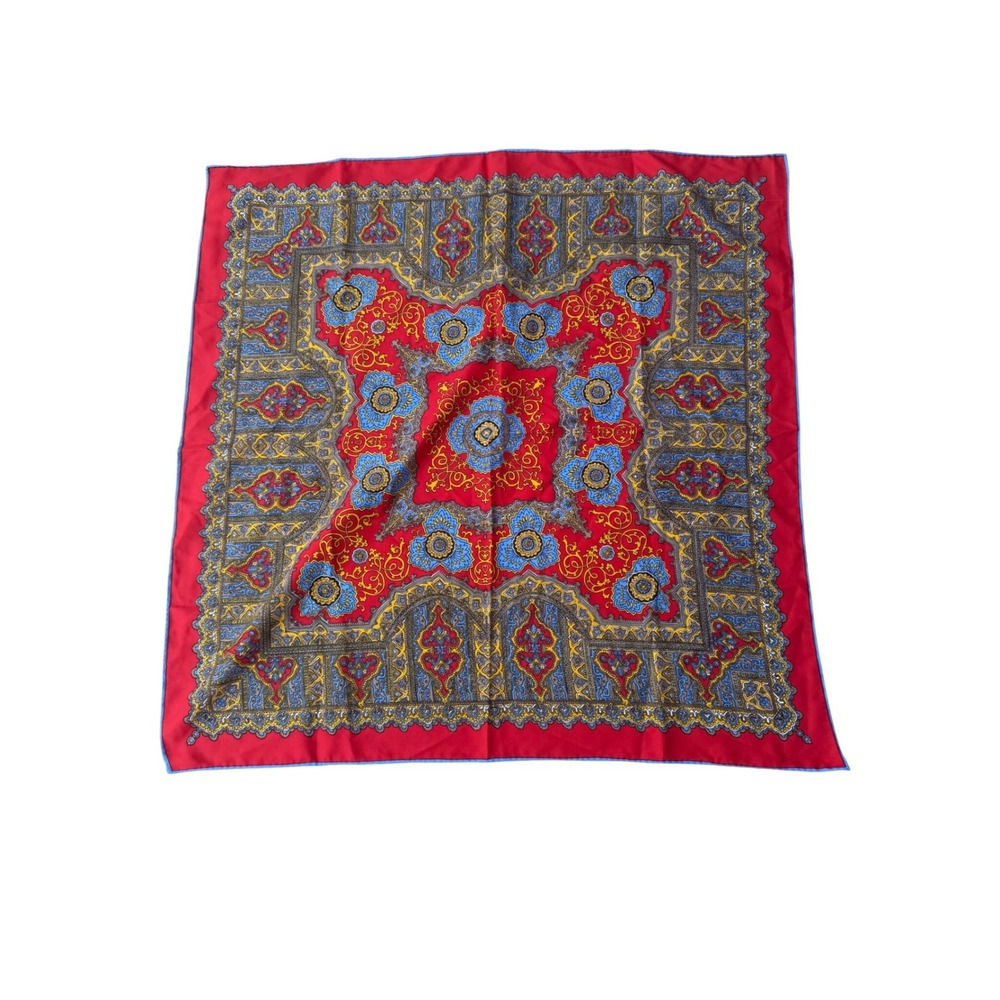 Ben Goodman Vintage Blue Paisley Foulard Scarf Hand Rolled Japan 26x26 twilly